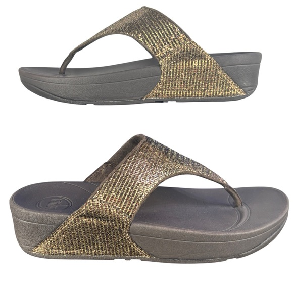 FitFlop Lulu Superglitz Sandals Bronze Shimmer Size 9 - Picture 1 of 7